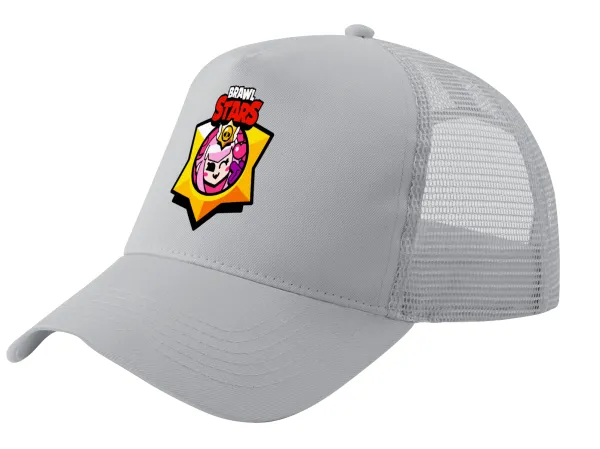 Brawl Stars Melodie — Adult Structured Trucker Hat, with Mesh, GRAY (100% COTTON, ADULT, UNISEX, ONE SIZE)