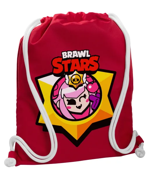 Brawl Stars Melodie — Backpack pouch GYMBAG Red, with pocket (40x48cm) & thick cords