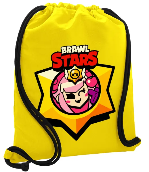 Brawl Stars Melodie — Backpack pouch GYMBAG Yellow, with pocket (40x48cm) & thick cords