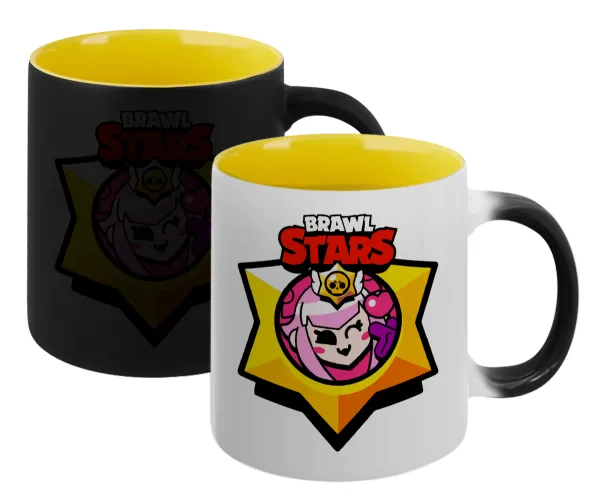 Brawl Stars Melodie — Magic mug with yellow interior, ceramic, 330ml, changes colour with hot drinks