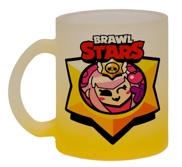 Brawl Stars Melodie — Two-tone glass mug with matte yellow base, 330ml
