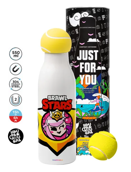 Brawl Stars Melodie — Tennis ball Metal mug thermos White, double wall, 550ml