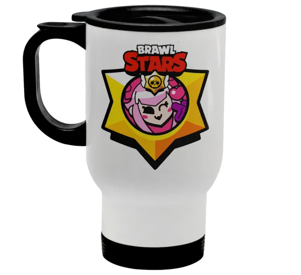 Brawl Stars Melodie — Stainless steel travel mug with lid, double wall white 450ml
