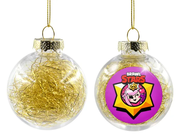 Brawl Stars Melodie — Transparent Christmas tree ball ornament with gold filling 8cm