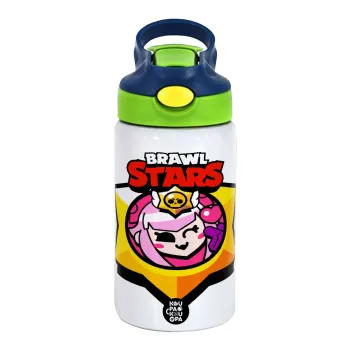 Brawl Stars Melodie, Παιδικό παγούρι θερμό, ανοξείδωτο, με καλαμάκι ασφαλείας, πράσινο/μπλε (350ml)