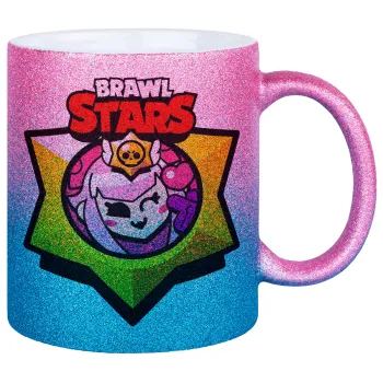 Brawl Stars Melodie, Κούπα Χρυσή/Μπλε Glitter, κεραμική, 330ml
