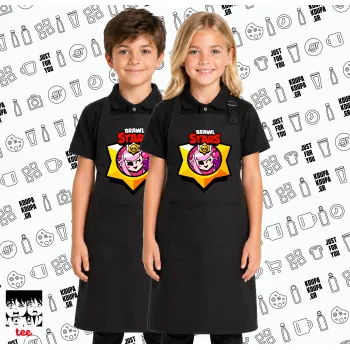 Brawl Stars Melodie, Μαύρη ΠΑΙΔΙΚΗ Ποδιά μακριά Σεφ ολόσωμη με τσέπες