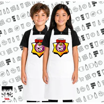 Brawl Stars Melodie, Λευκή ΠΑΙΔΙΚΗ Ποδιά μακριά Σεφ ολόσωμη με τσέπες