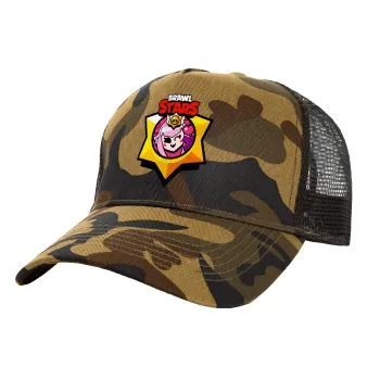 Brawl Stars Melodie, Adult Structured Trucker Hat, with Mesh, (Camouflage) Army (100% COTTON, ADULT, UNISEX, ONE SIZE)