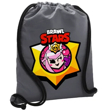 Brawl Stars Melodie, Τσάντα πλάτης πουγκί GYMBAG ΓΚΡΙ, με τσέπη (40x48cm) & χονδρά κορδόνια