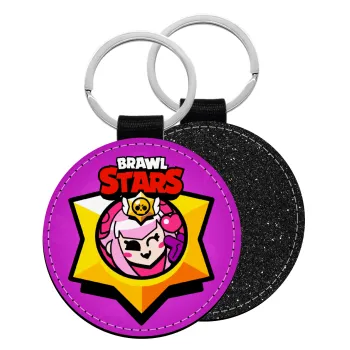 Brawl Stars Melodie, Μπρελόκ Δερματίνη, στρογγυλό ΜΑΥΡΟ (5cm)