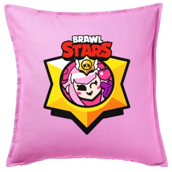 Brawl Stars Melodie, Μαξιλάρι καναπέ ΡΟΖ 100% βαμβάκι, περιέχεται το γέμισμα (50x50cm)