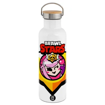 Brawl Stars Melodie, Stainless steel White with wooden lid (bamboo), double wall, 750ml