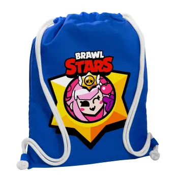 Brawl Stars Melodie, Τσάντα πλάτης πουγκί GYMBAG Μπλε, με τσέπη (40x48cm) & χονδρά κορδόνια