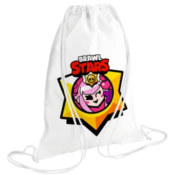 Brawl Stars Melodie, Backpack pouch GYMBAG white (28x40cm)