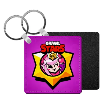 Brawl Stars Melodie, Μπρελόκ Δερματίνη, τετράγωνο ΜΑΥΡΟ (5x5cm)