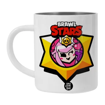 Brawl Stars Melodie, Λευκή Ανοξείδωτη Μεταλλική Κούπα 450ml - Διπλού Τοιχώματος 