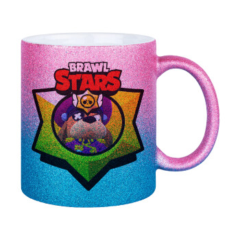 Brawl Stars Ruffs, Κούπα Χρυσή/Μπλε Glitter, κεραμική, 330ml