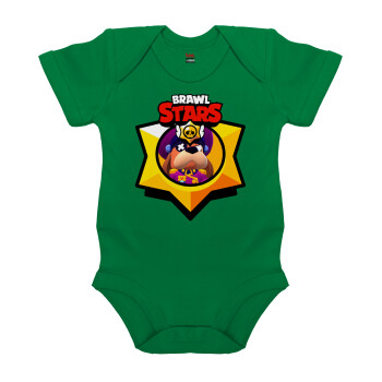 Brawl Stars Ruffs, Βρεφικό φορμάκι μωρού, ΠΡΑΣΙΝΟ, 100% Organic Cotton, κοντομάνικο