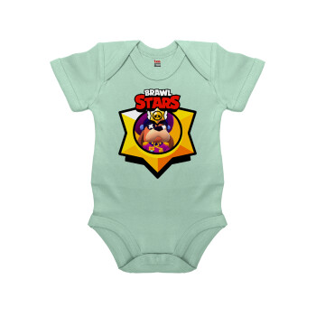 Brawl Stars Ruffs, Βρεφικό φορμάκι μωρού, 0-18 μηνών, mint (Μέντα), 100% Organic Cotton, κοντομάνικο