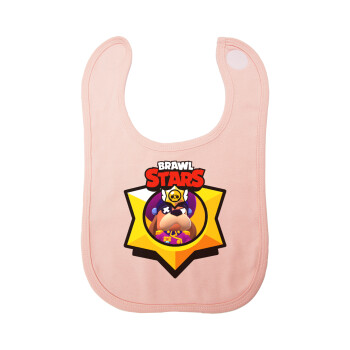 Brawl Stars Ruffs, Σαλιάρα με Σκρατς ΡΟΖ 100% Organic Cotton (0-18 months)