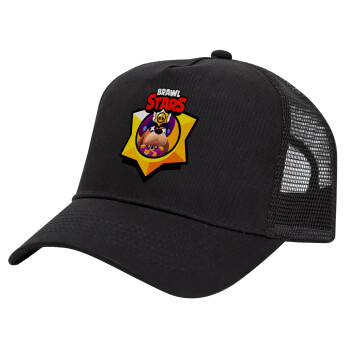 Brawl Stars Ruffs, Trucker Hat with Mesh, Black, (COTTON, KIDS, UNISEX, ONE SIZE)