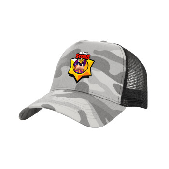 Brawl Stars Ruffs, Καπέλο Ενηλίκων Structured Trucker, με Δίχτυ, (παραλλαγή) Army Camo (100% ΒΑΜΒΑΚΕΡΟ, ΕΝΗΛΙΚΩΝ, UNISEX, ONE SIZE)