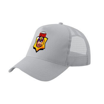 Brawl Stars Ruffs, Adult Structured Trucker Hat, with Mesh, GRAY (100% COTTON, ADULT, UNISEX, ONE SIZE)