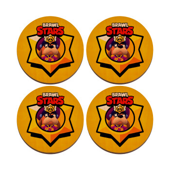 Brawl Stars Ruffs, ΣΕΤ x4 Σουβέρ ξύλινα στρογγυλά plywood (9cm)