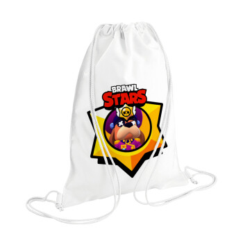 Brawl Stars Ruffs, Τσάντα πλάτης πουγκί GYMBAG λευκή (28x40cm)