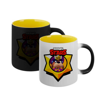 Brawl Stars Ruffs, Κούπα Μαγική εσωτερικό κίτρινη, κεραμική 330ml που αλλάζει χρώμα με το ζεστό ρόφημα