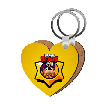 Brawl Stars Ruffs, Μπρελόκ Ξύλινο καρδιά MDF