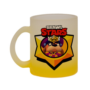 Brawl Stars Ruffs, Κούπα γυάλινη δίχρωμη με βάση το κίτρινο ματ, 330ml