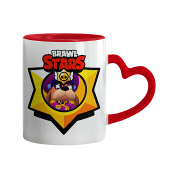 Brawl Stars Ruffs, Κούπα καρδιά χερούλι κόκκινη, κεραμική, 330ml