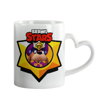 Brawl Stars Ruffs, Κούπα καρδιά χερούλι λευκή, κεραμική, 330ml