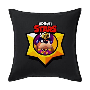 Brawl Stars Ruffs, Μαξιλάρι καναπέ Μαύρο 100% βαμβάκι, περιέχεται το γέμισμα (50x50cm)