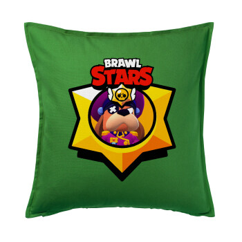 Brawl Stars Ruffs, Μαξιλάρι καναπέ Πράσινο 100% βαμβάκι, περιέχεται το γέμισμα (50x50cm)