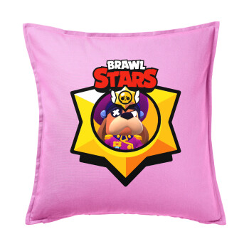 Brawl Stars Ruffs, Μαξιλάρι καναπέ ΡΟΖ 100% βαμβάκι, περιέχεται το γέμισμα (50x50cm)