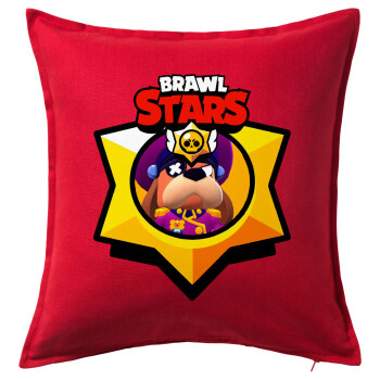 Brawl Stars Ruffs, Μαξιλάρι καναπέ Κόκκινο 100% βαμβάκι, περιέχεται το γέμισμα (50x50cm)