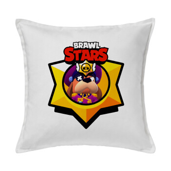 Brawl Stars Ruffs, Μαξιλάρι καναπέ ΛΕΥΚΟ 100% βαμβάκι, περιέχεται το γέμισμα (50x50cm)