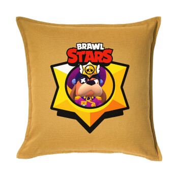 Brawl Stars Ruffs, Μαξιλάρι καναπέ Κίτρινο 100% βαμβάκι, περιέχεται το γέμισμα (50x50cm)