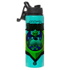 Metallic water bottle with safety lid, 850ml aluminum