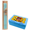 Easter Set, children's snack container BLUE & Easter aromatic flat candle (30cm) (TURQUOISE)