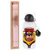 Easter Set, metallic aluminum bottle (500ml) & aromatic flat Easter candle (30cm) (PINK)