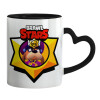 Mug heart black handle, ceramic, 330ml