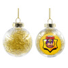 Transparent Christmas tree ball ornament with gold filling 8cm