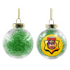 Transparent Christmas tree ball ornament with green filling 8cm
