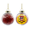 Transparent Christmas tree ball ornament with red filling 8cm