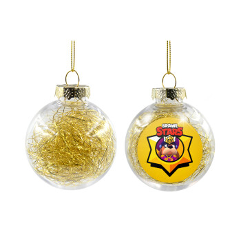 Brawl Stars Ruffs, Στολίδι Χριστουγεννιάτικη μπάλα δένδρου διάφανη με χρυσό γέμισμα 8cm