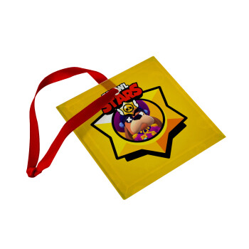 Brawl Stars Ruffs, Στολίδι Χριστουγεννιάτικο στολίδι γυάλινο τετράγωνο 9x9cm
